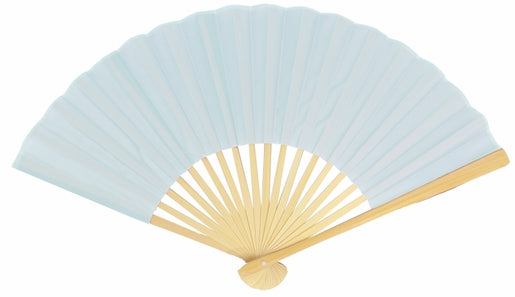 BULK PACK (50) 9" Arctic Spa Blue Silk Hand Fans for Weddings - PaperLanternStore.com - Paper Lanterns, Decor, Party Lights & More