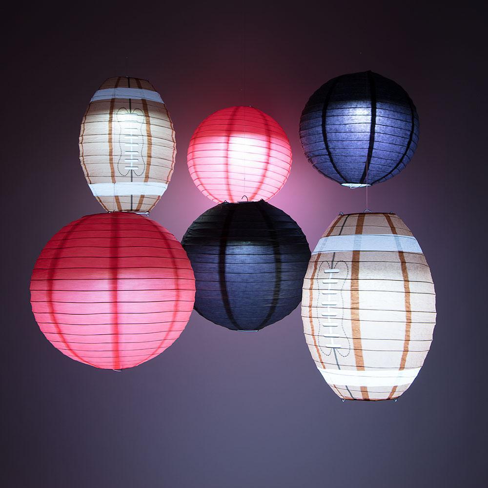 Atlanta Pro Football Paper Lanterns 6pc Combo Tailgating Party Pack (Black/Red)  - by PaperLanternStore.com - Paper Lanterns, Decor, Party Lights &amp; More