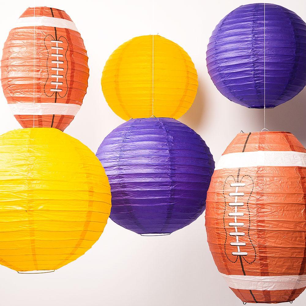 Baltimore Pro Football Paper Lanterns 6pc Combo Tailgating Party Pack (Purple/Yellow) - by PaperLanternStore.com - Paper Lanterns, Decor, Party Lights &amp; More