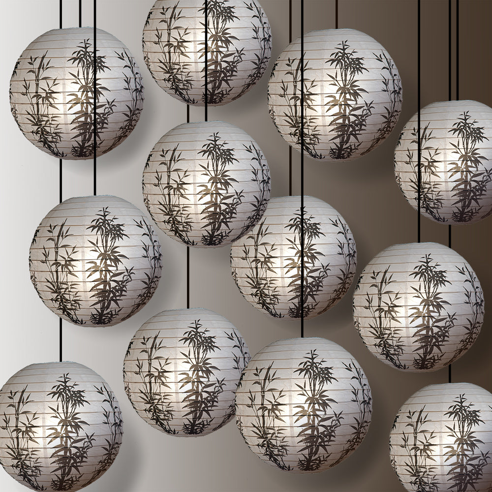 12 PACK | 16&quot; Bamboo Pattern Paper Lantern - PaperLanternStore.com - Paper Lanterns, Decor, Party Lights &amp; More