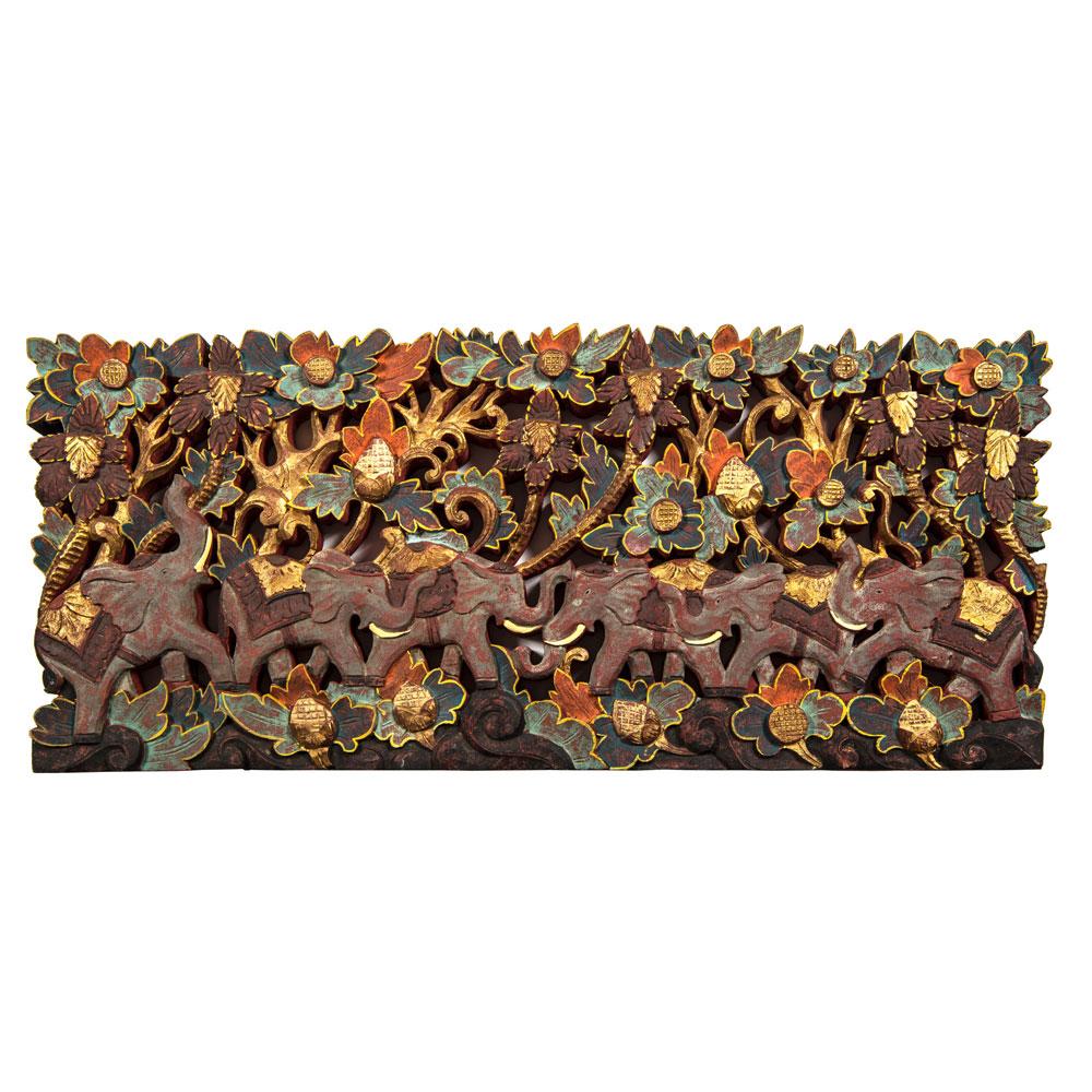 Handcarved Elephant Panel - PaperLanternStore.com - Paper Lanterns, Decor, Party Lights &amp; More