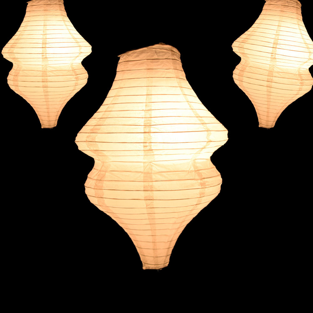 Beige / Ivory Beehive Unique Shaped Paper Lantern, 10-inch x 14-inch - PaperLanternStore.com - Paper Lanterns, Decor, Party Lights &amp; More