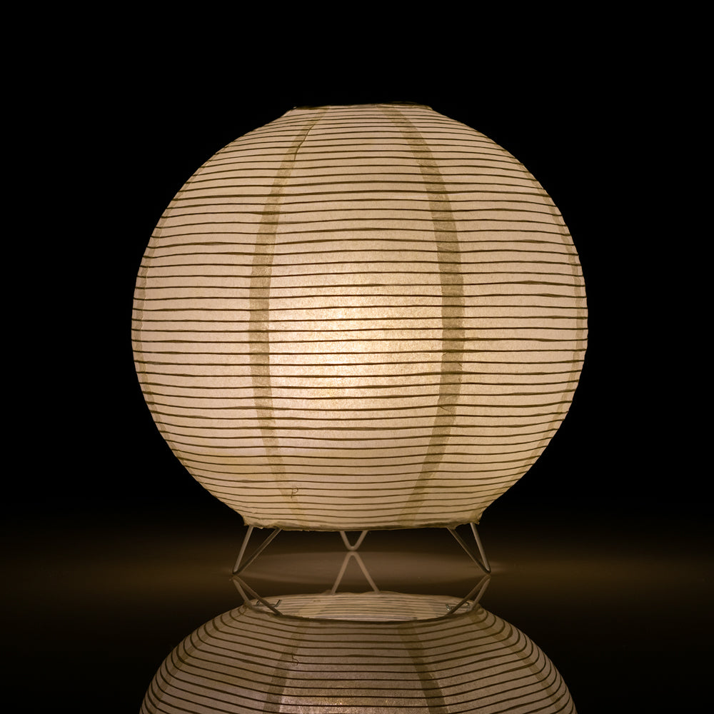 Beige/Ivory Round Centerpiece Candle Lantern w/ Fine Lines - PaperLanternStore.com - Paper Lanterns, Decor, Party Lights &amp; More