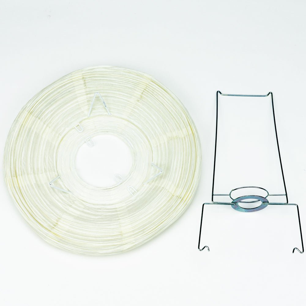 Beige/Ivory Round Centerpiece Candle Lantern w/ Fine Lines - PaperLanternStore.com - Paper Lanterns, Decor, Party Lights &amp; More