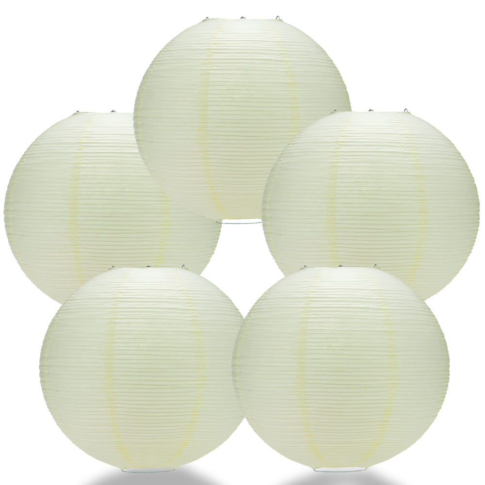 5 PACK | 12&quot; Beige/Ivory Fine Line Premium Even Ribbing Paper Lantern, Extra Sturdy - PaperLanternStore.com - Paper Lanterns, Decor, Party Lights &amp; More