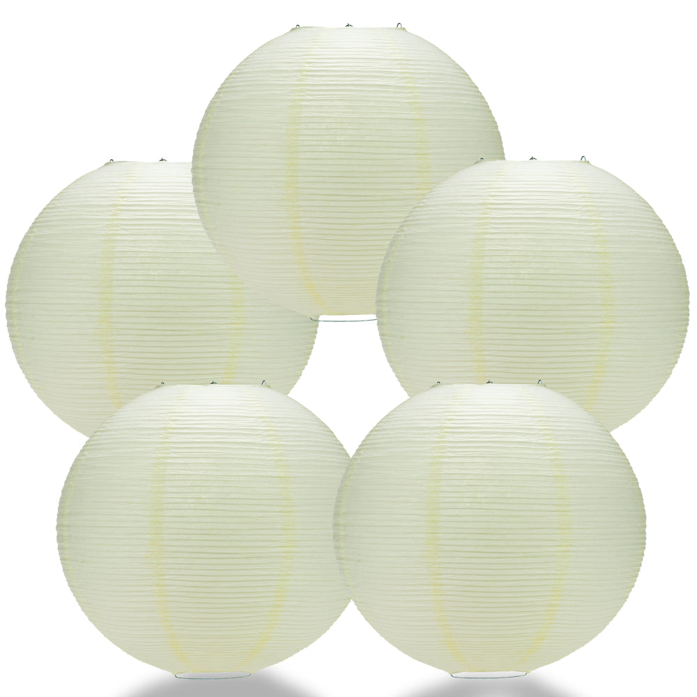 5 PACK | 12" Beige/Ivory Fine Line Premium Even Ribbing Paper Lantern, Extra Sturdy - PaperLanternStore.com - Paper Lanterns, Decor, Party Lights & More