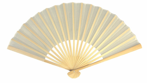 BULK PACK (50) 9&quot; Beige / Ivory Silk Hand Fans for Weddings - PaperLanternStore.com - Paper Lanterns, Decor, Party Lights &amp; More