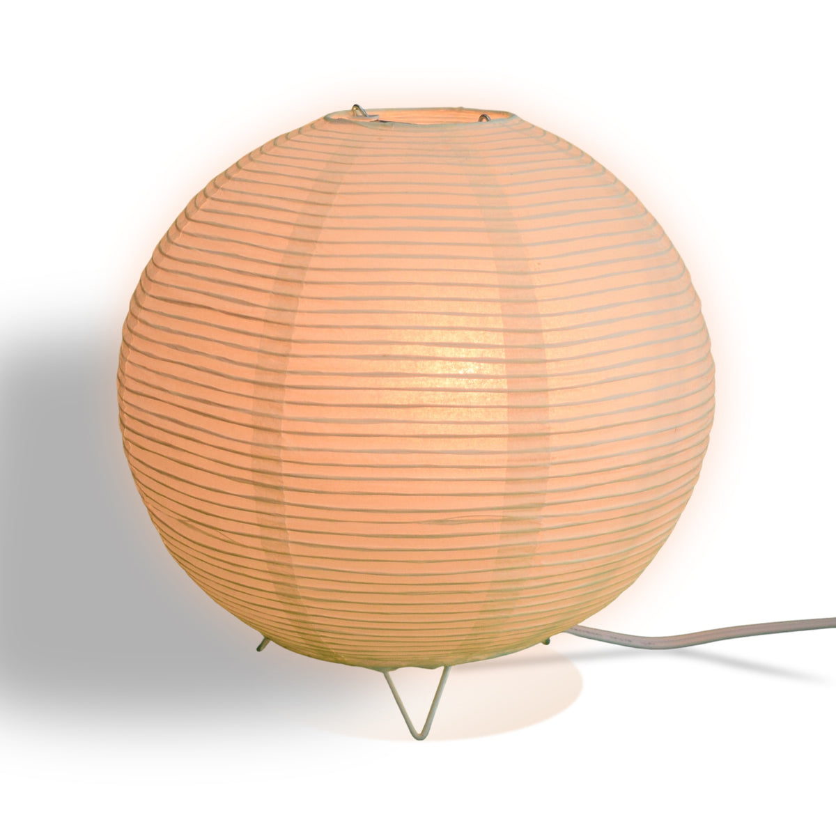 Beige/Ivory Corded Round Table Top Lantern Lamp Kit w/ Light Bulb, Fine Line Paper Moon - PaperLanternStore.com - Paper Lanterns, Decor, Party Lights &amp; More