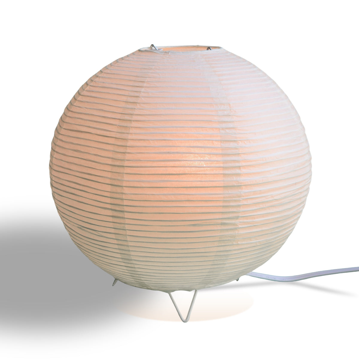 Beige/Ivory Corded Round Table Top Lantern Lamp Kit w/ Light Bulb, Fine Line Paper Moon - PaperLanternStore.com - Paper Lanterns, Decor, Party Lights &amp; More