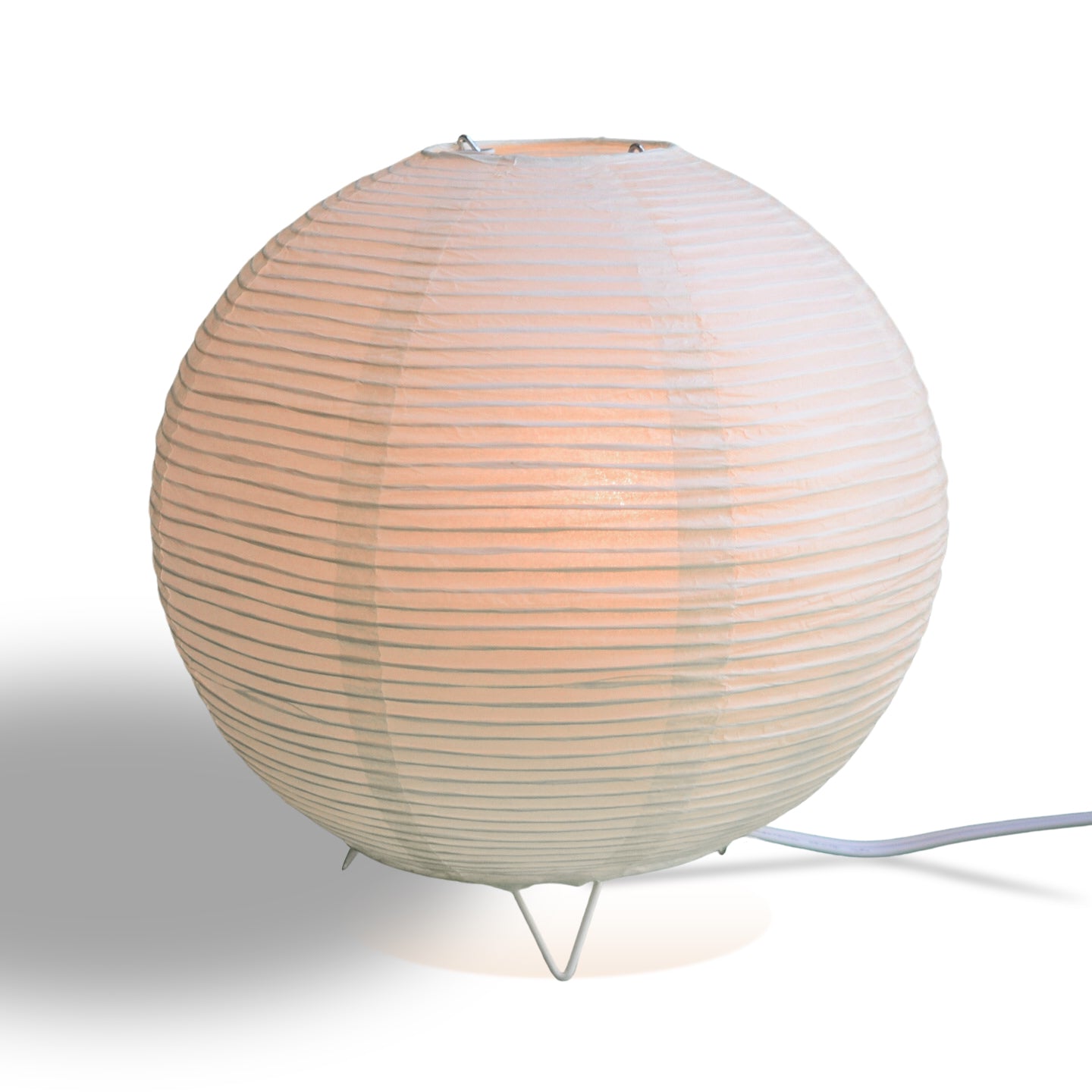 Beige/Ivory Corded Round Table Top Lantern Lamp Kit w/ Light Bulb, Fine Line Paper Moon - PaperLanternStore.com - Paper Lanterns, Decor, Party Lights & More