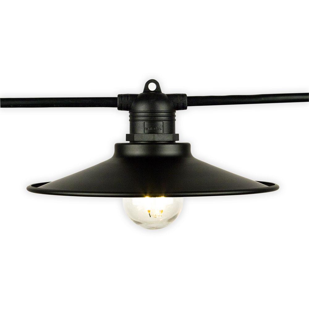 (12 Pack) Classic Metal Patio Light Bulb Shade Cover for Outdoor Commercial String Lights, E26, Black