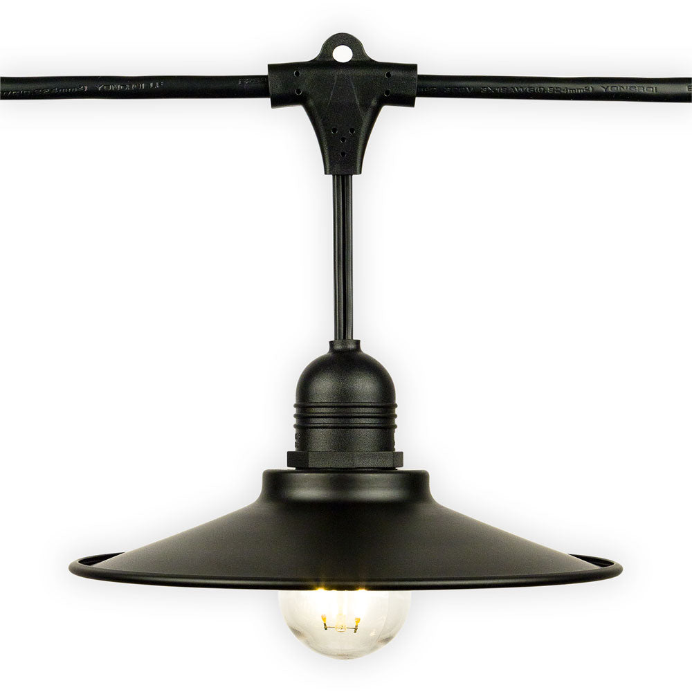 Classic Metal Patio Light Bulb Shade Cover for Outdoor Commercial String Lights, E26, Black - PaperLanternStore.com - Paper Lanterns, Decor, Party Lights & More