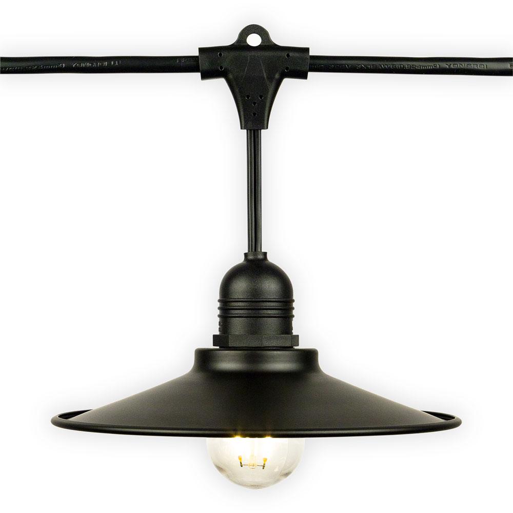 (12 Pack) Classic Metal Patio Light Bulb Shade Cover for Outdoor Commercial String Lights, E26, Black