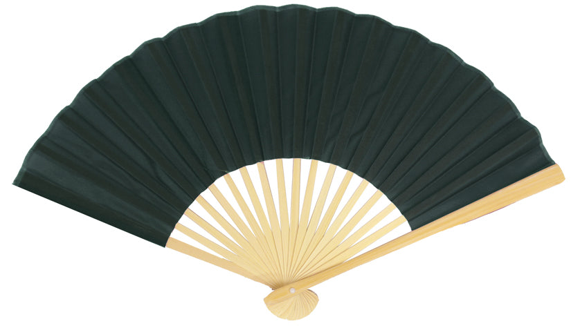 BULK PACK (50) 9" Black Silk Hand Fans for Weddings - PaperLanternStore.com - Paper Lanterns, Decor, Party Lights & More