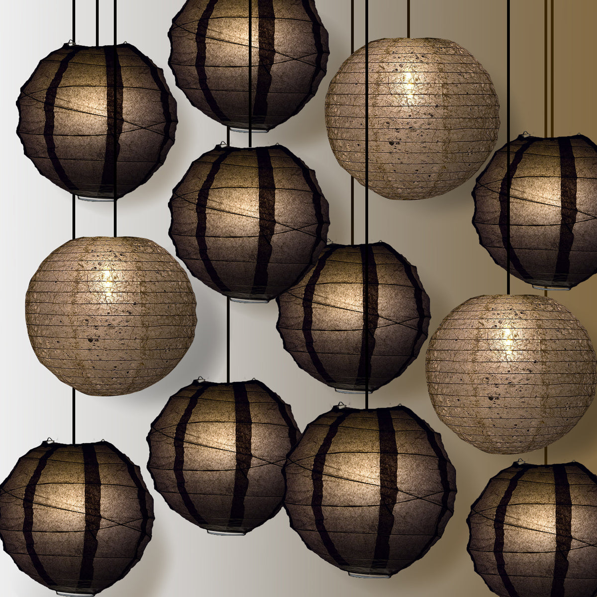 Premium 12-Piece Black Spider's Web Halloween Paper Lantern Party Pack Set - PaperLanternStore.com - Paper Lanterns, Decor, Party Lights & More