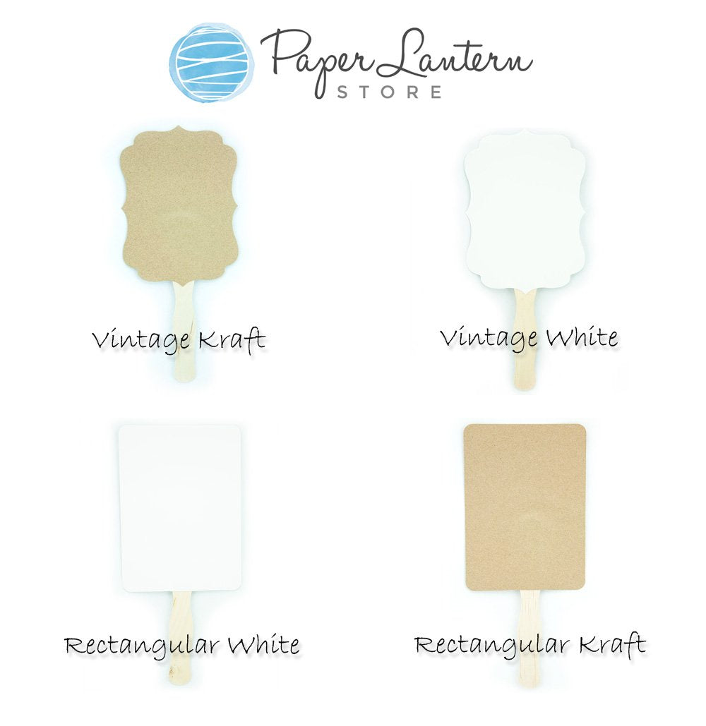 Blank Kraft Rectangle Paddle Fans for DIY Wedding Invitations and Programs SINGLE - PaperLanternStore.com - Paper Lanterns, Decor, Party Lights &amp; More