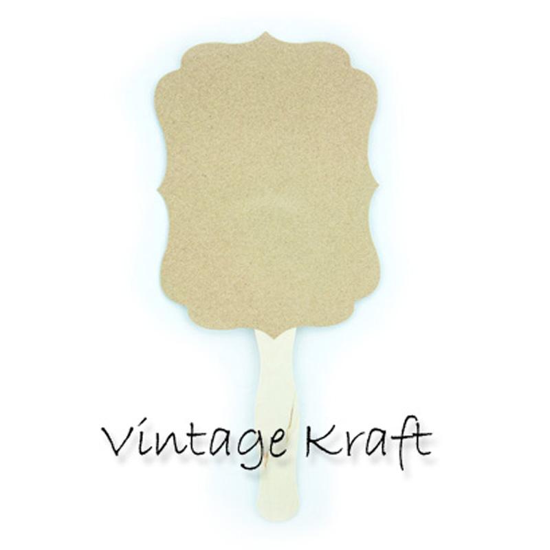 Blank Kraft Vintage Paddle Fans for DIY Wedding Invitations and Programs SINGLE - PaperLanternStore.com - Paper Lanterns, Decor, Party Lights &amp; More