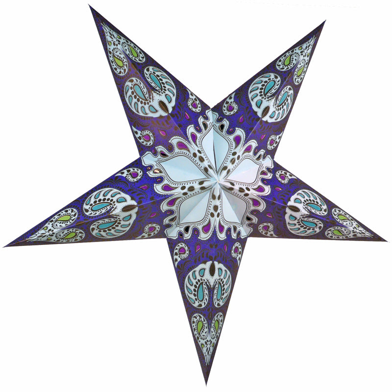 24" Blue Galaxy Paper Star Lantern, Chinese Hanging Wedding & Party Decoration - PaperLanternStore.com - Paper Lanterns, Decor, Party Lights & More