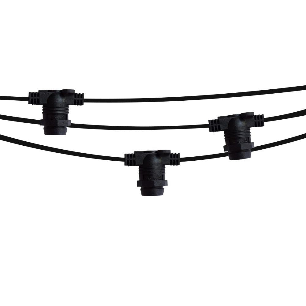 50 Socket Multi-Color Socket Outdoor Commercial String Light Set, 54 FT Black Cord w/ 1-Watt Shatterproof LED Bulbs, Weatherproof