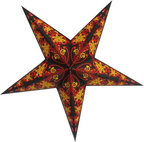 3-PACK + Cord | Black Magic 24" Illuminated Paper Star Lanterns and Lamp Cord Hanging Decorations - PaperLanternStore.com - Paper Lanterns, Decor, Party Lights & More
