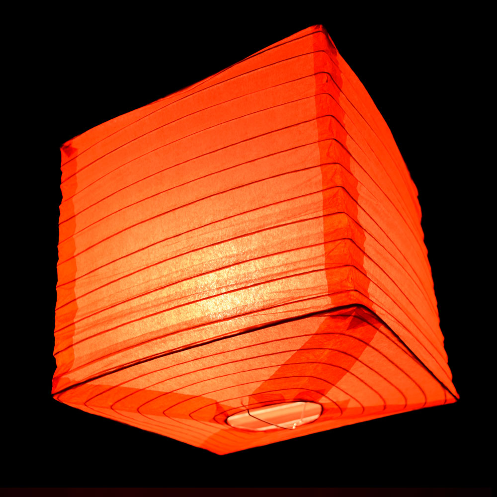 10" Red Square Shaped Paper Lantern - PaperLanternStore.com - Paper Lanterns, Decor, Party Lights & More