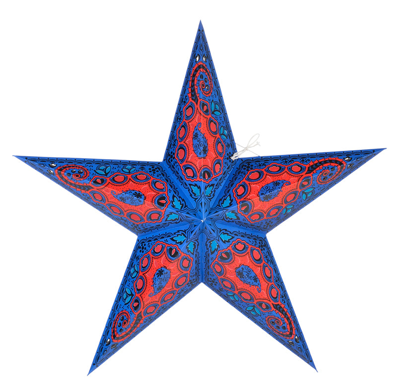 24&quot; Blue Paisley Paper Star Lantern, Chinese Hanging Wedding &amp; Party Decoration - PaperLanternStore.com - Paper Lanterns, Decor, Party Lights &amp; More