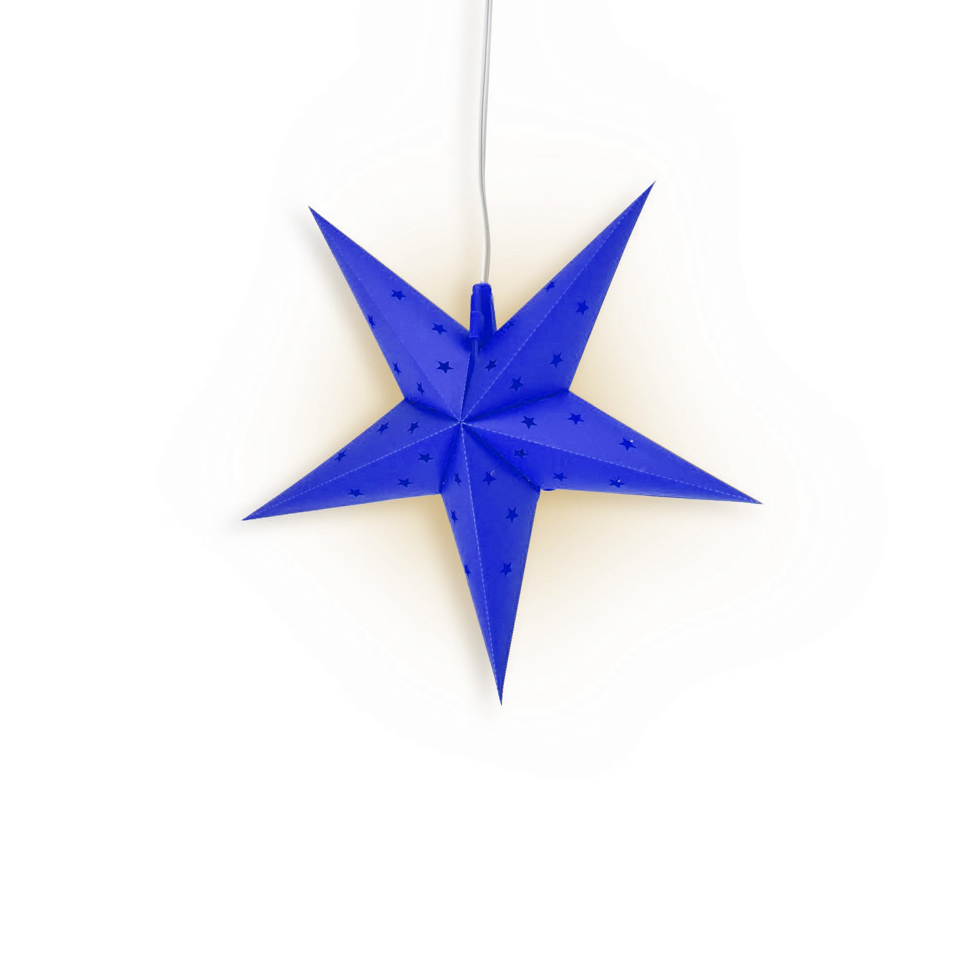 LANTERN + CORD + BULB | 18" Dark Blue 5-Point Weatherproof Star Lantern Lamp, Hanging Decoration