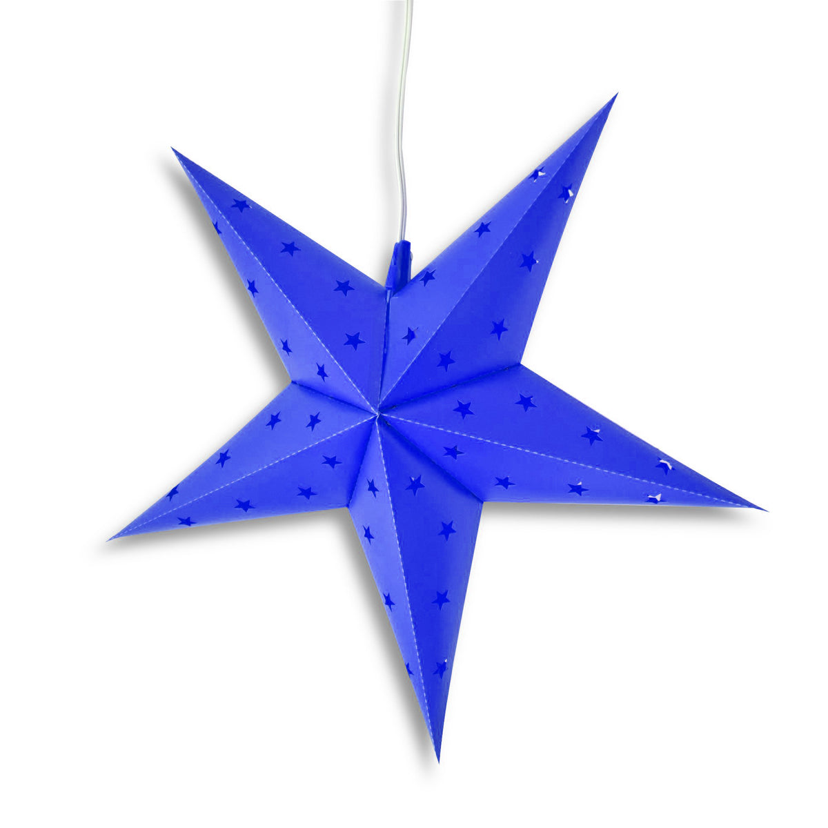 LANTERN + CORD + BULB | 24&quot; Dark Blue 5-Point Weatherproof Star Lantern Light Lamp, Hanging Decoration