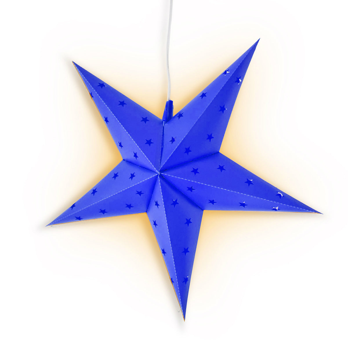 LANTERN + CORD + BULB | 24&quot; Dark Blue 5-Point Weatherproof Star Lantern Lamp, Hanging Decoration