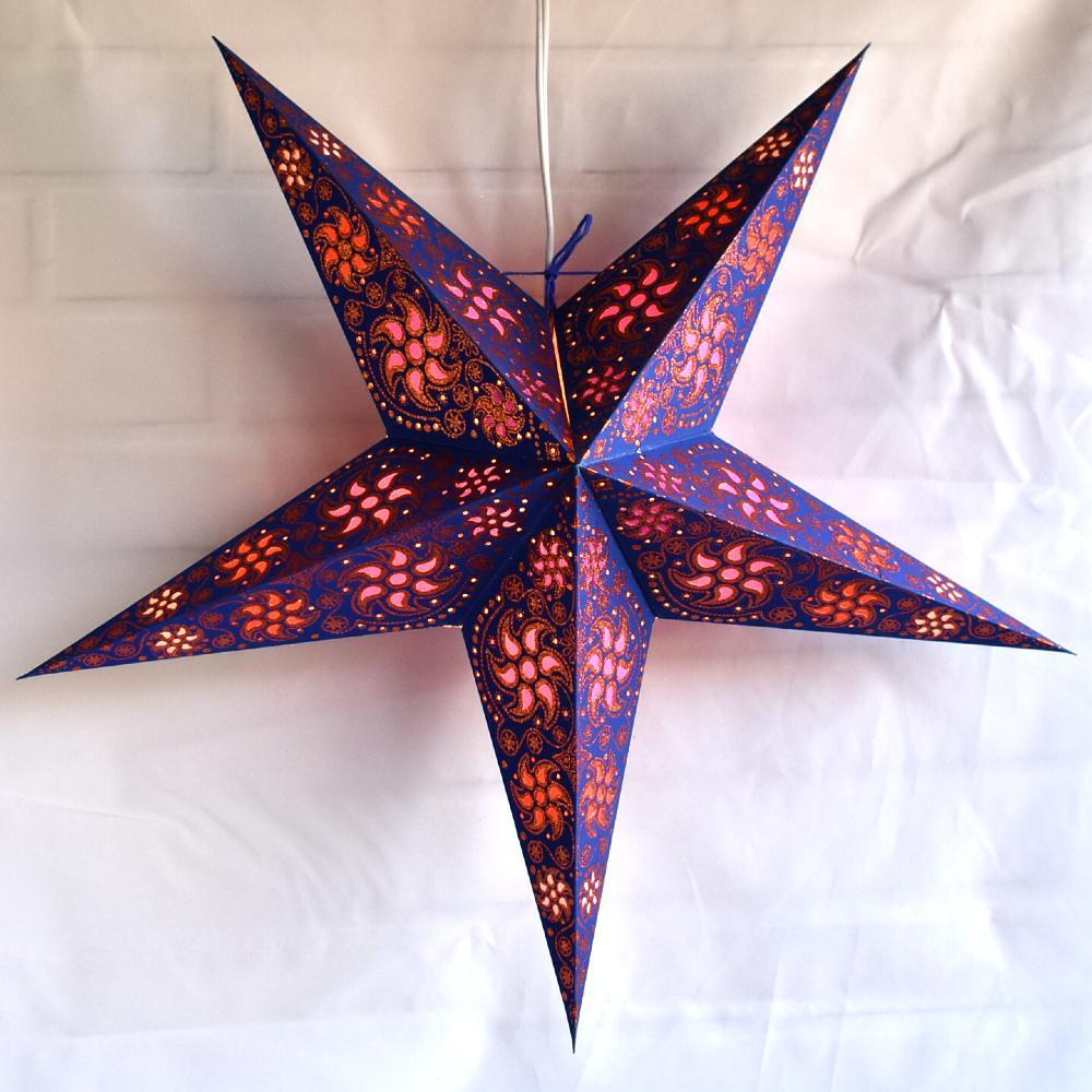 24&quot; Blue / Copper Glitter Winds Paper Star Lantern, Hanging Decoration - PaperLanternStore.com - Paper Lanterns, Decor, Party Lights &amp; More