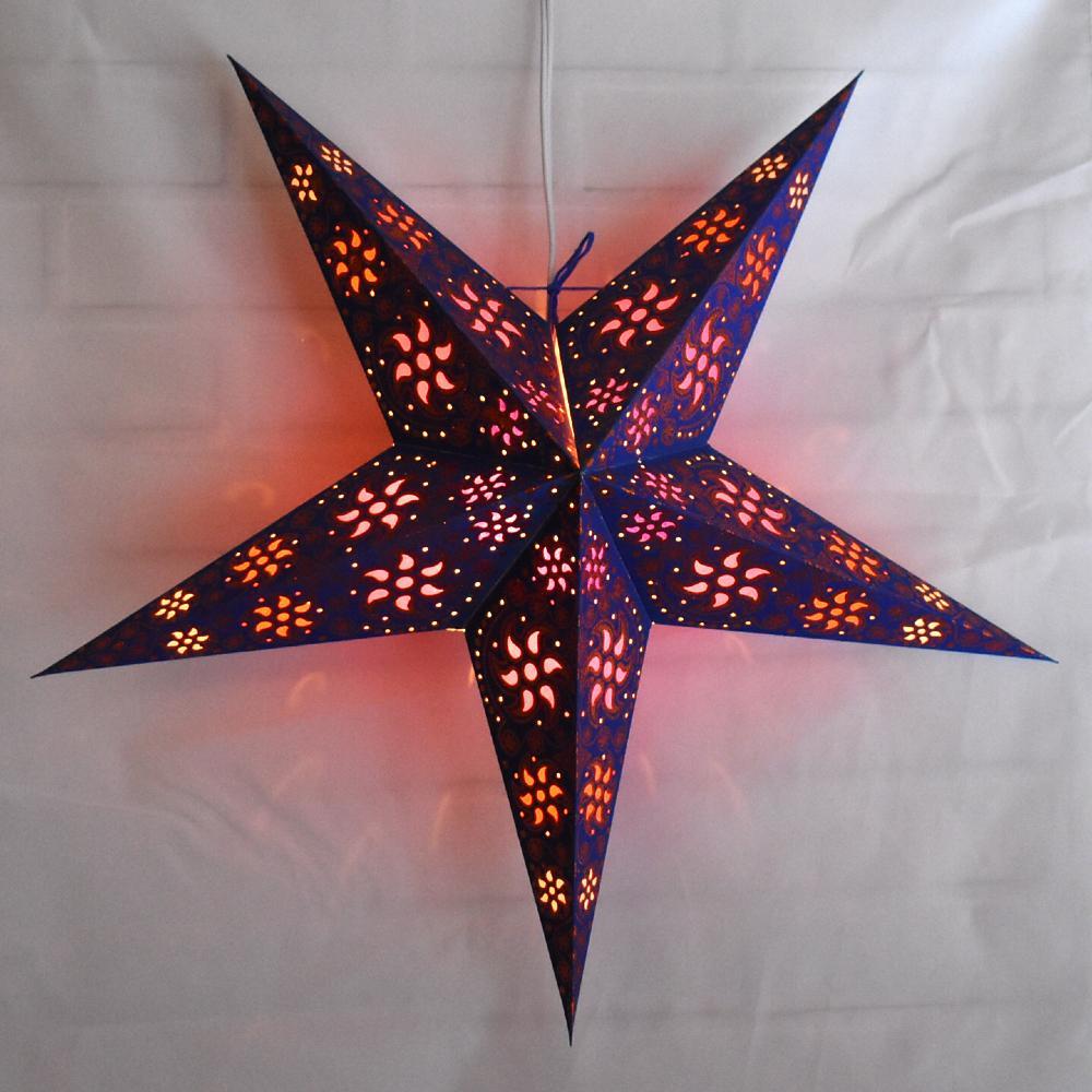 24&quot; Blue / Copper Glitter Winds Paper Star Lantern, Hanging Decoration - PaperLanternStore.com - Paper Lanterns, Decor, Party Lights &amp; More