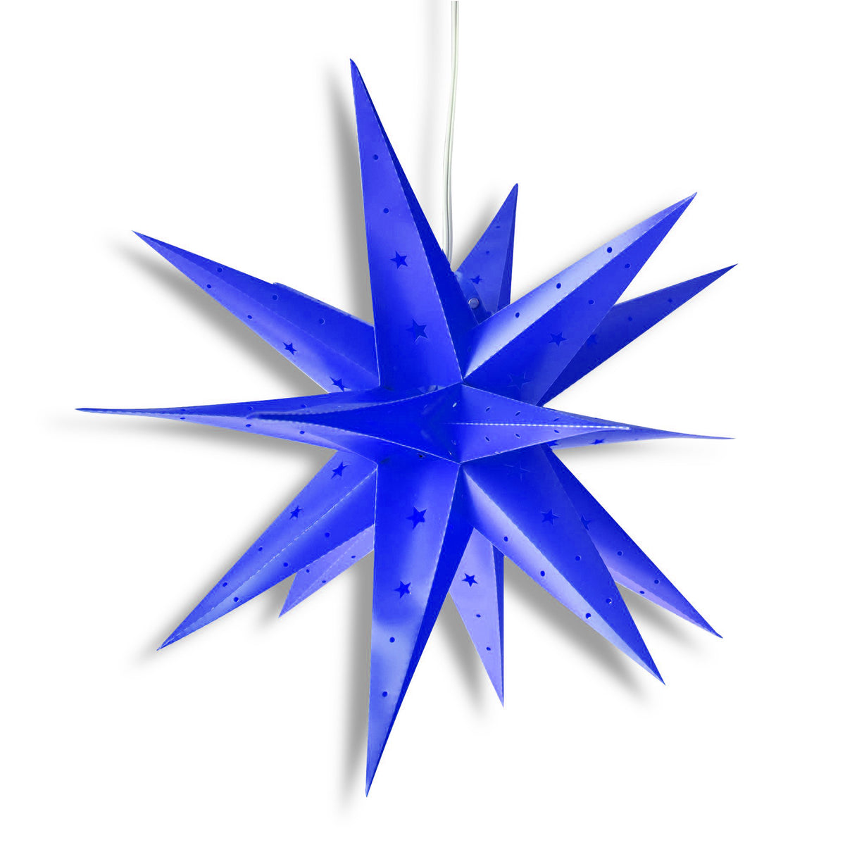 4th of July 3-Pack Moravian Weatherproof Star Lantern Lamps, Hanging Decoration, 1x Red, 1x White, 1x Blue