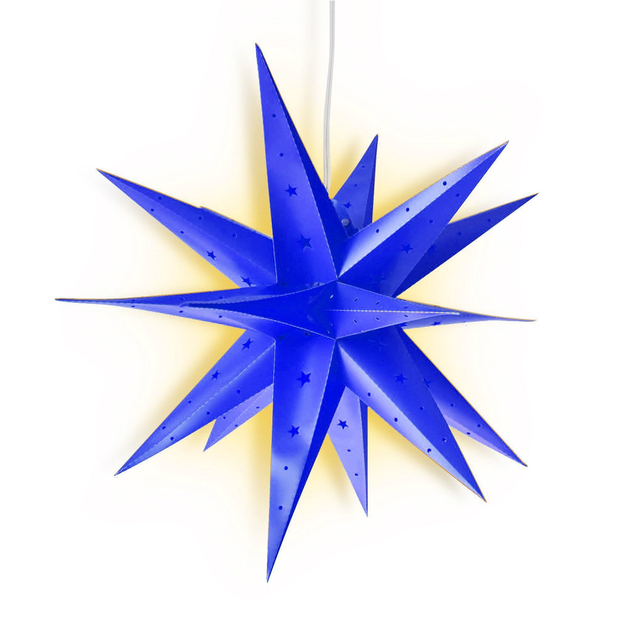 LANTERN + CORD + BULB | 18&quot; Dark Blue Moravian Weatherproof Star Lantern Lamp, Hanging Decoration - PaperLanternStore.com - Paper Lanterns, Decor, Party Lights &amp; More