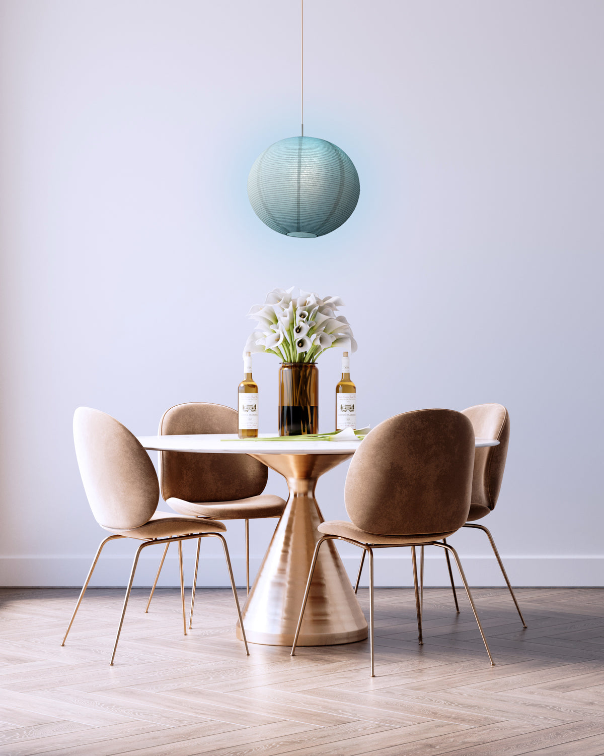 Fine Line Premium Paper Lantern Pendant Light Cord Kit with S14 Blue LED Bulb