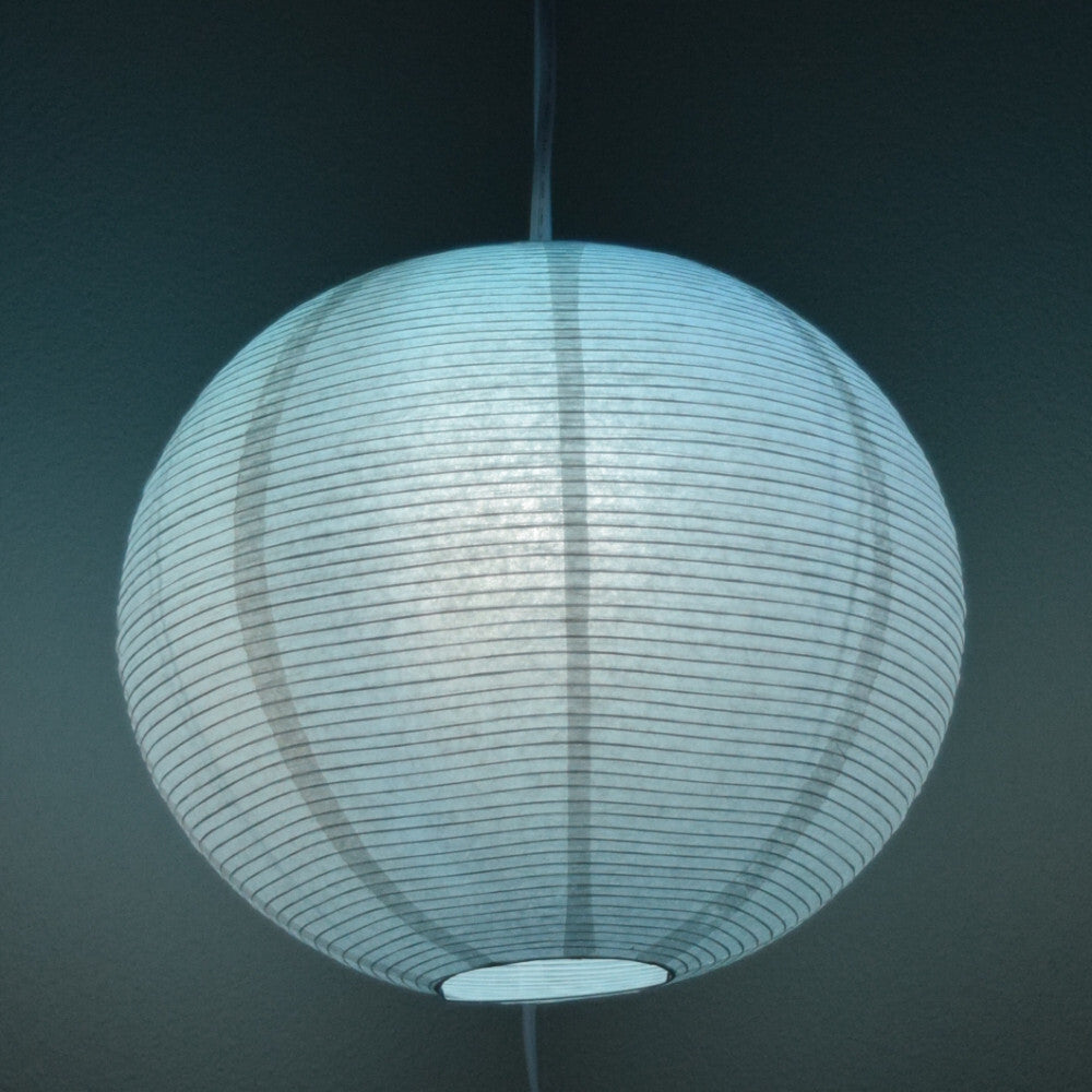 LANTERN + CORD + COLOR BULB | White Fine Line Premium Paper Lantern, Extra Sturdy with Pendant Cord Combo Kit, Switch, E12, Blue Bulb