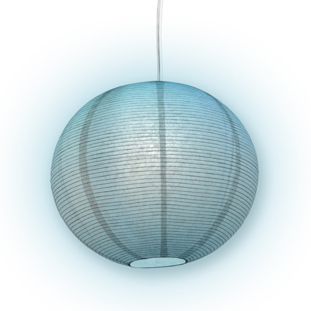 Fine Line Premium Paper Lantern Pendant Light Cord Kit with S14 Blue LED Bulb