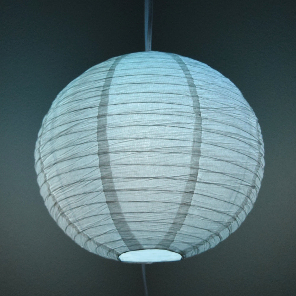LANTERN + CORD + COLOR BULB | White Crepe Premium Paper Lantern with Pendant Cord Combo Kit, Switch, E12, Blue Bulb