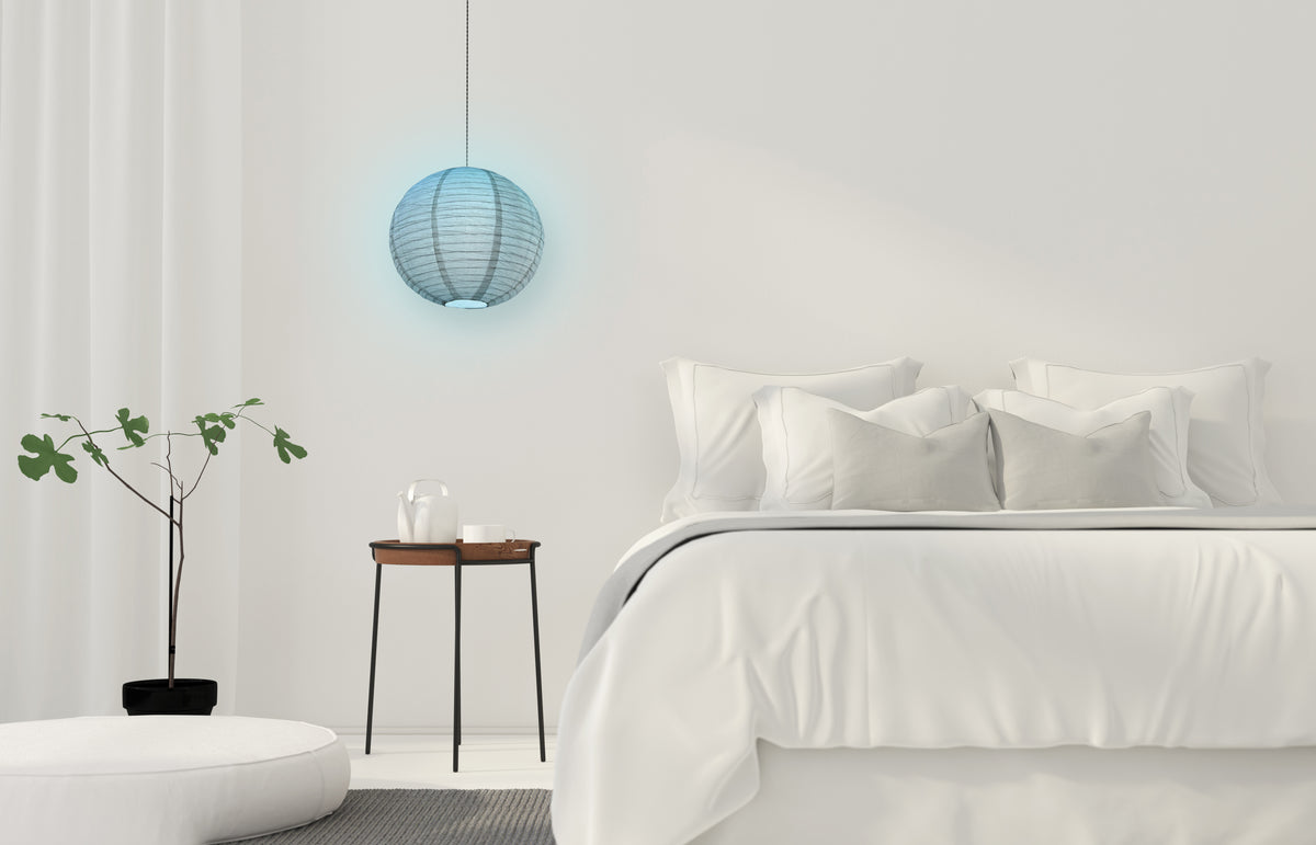 Crepe Premium Paper Lantern Pendant Light Cord Kit with S14 Blue LED Bulb