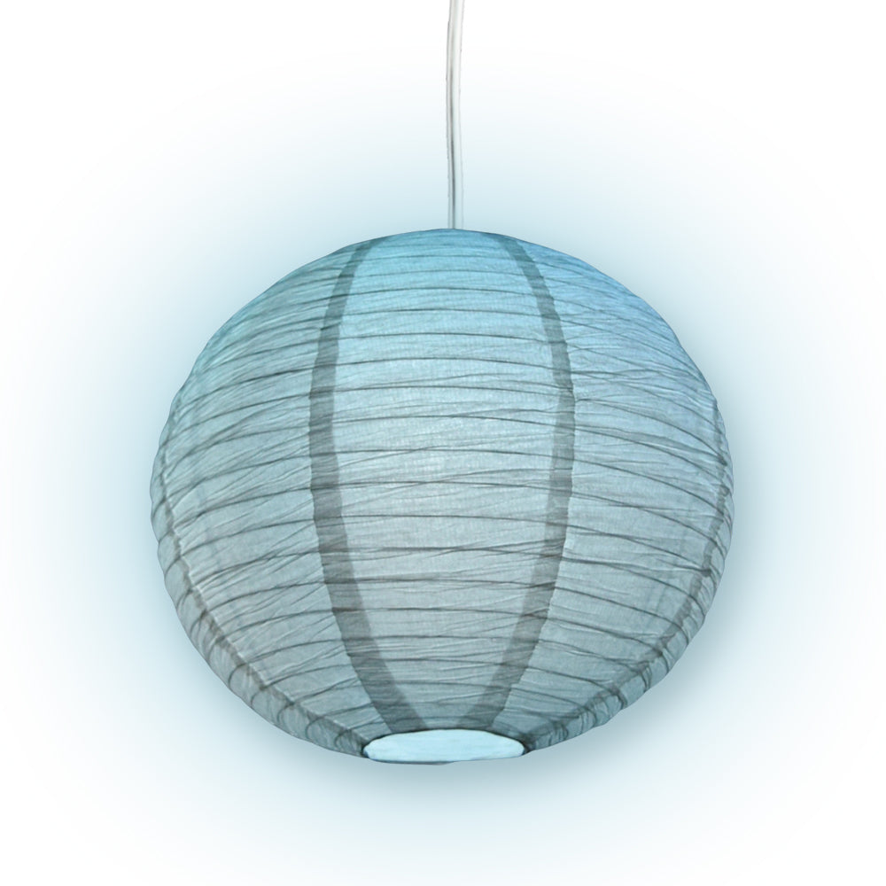 Crepe Premium Paper Lantern Pendant Light Cord Kit with G50 Blue LED Bulb