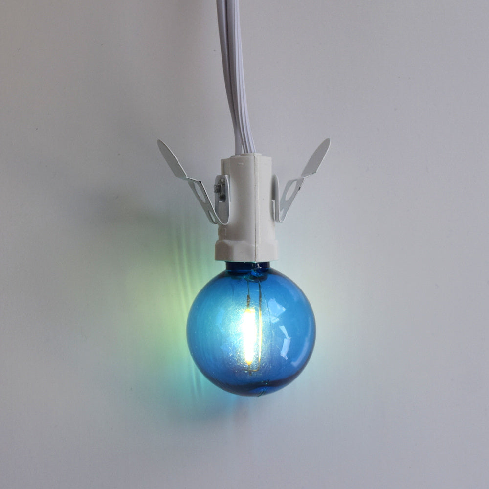 Blue LED Filament G40 Globe Shatterproof Energy Saving Color Light Bulb, Dimmable, 1W,  E12 Candelabra Base (Single)