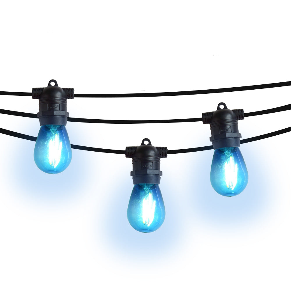 10 Socket Multi-Color Outdoor Commercial String Light Set, 21 FT Black Cord w/ 2-Watt Shatterproof LED Bulbs, Weatherproof SJTW