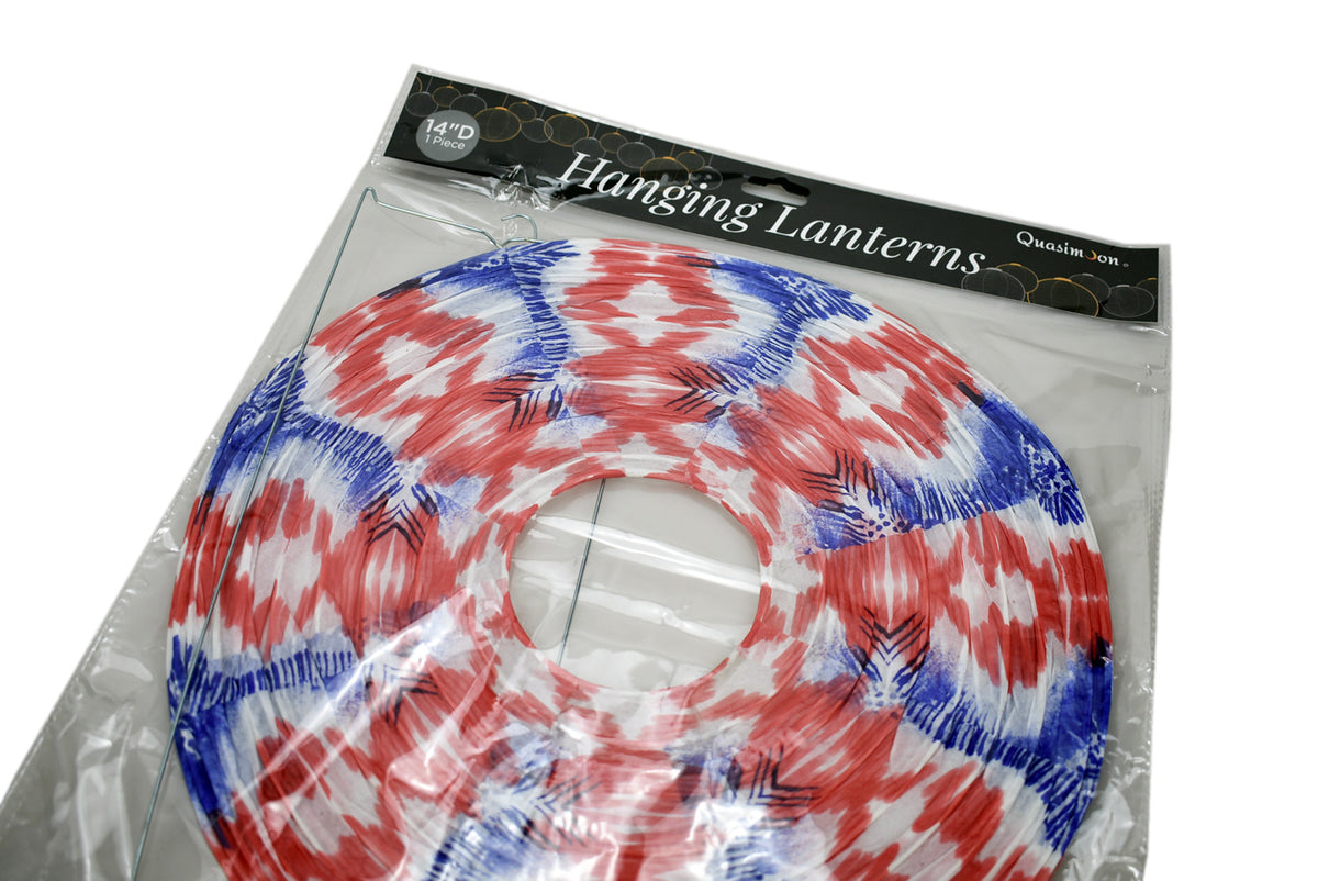 14 Inch Bohemian Painted Spirit Red, White, Blue Patterned Premium Paper Lantern - PaperLanternStore.com - Paper Lanterns, Decor, Party Lights &amp; More