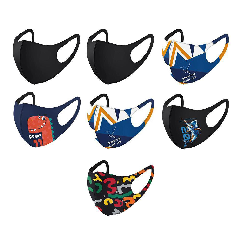 Boys Face Masks Comfortable Coverings 3-ply Washable Reusable (7-Pack)