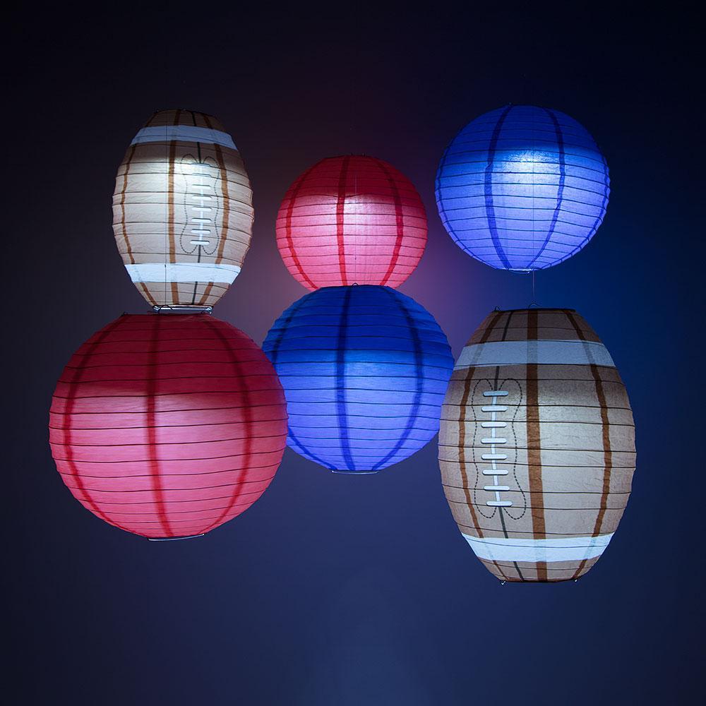 Buffalo Pro Football Paper Lanterns 6pc Combo Tailgating Party Pack (Blue/Red) - by PaperLanternStore.com - Paper Lanterns, Decor, Party Lights &amp; More