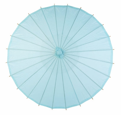 BULK PACK (10) 32&quot; Water Blue Paper Parasol Umbrellas with Elegant Handles - PaperLanternStore.com - Paper Lanterns, Decor, Party Lights &amp; More