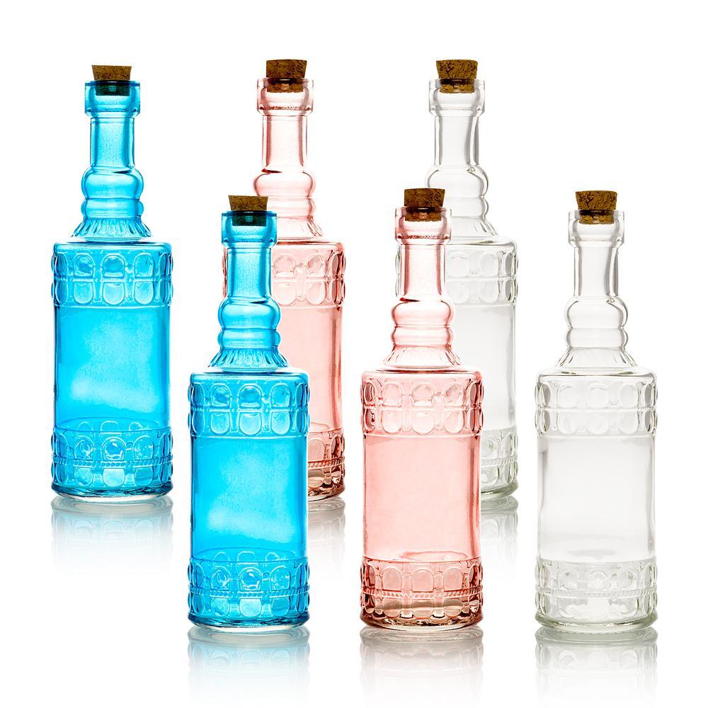 6pc Calista Colorful Decorative Vintage Glass Bottles and Flower Vases Wedding Table and Centerpiece Display - PaperLanternStore.com - Paper Lanterns, Decor, Party Lights &amp; More