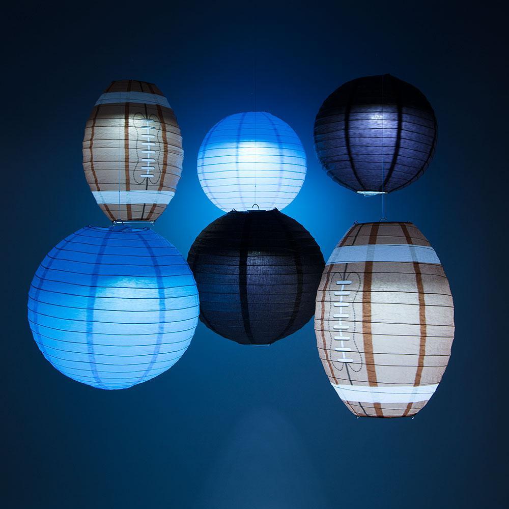 Carolina Pro Football Paper Lanterns 6pc Combo Tailgating Party Pack (Black/Turquoise)  - by PaperLanternStore.com - Paper Lanterns, Decor, Party Lights &amp; More