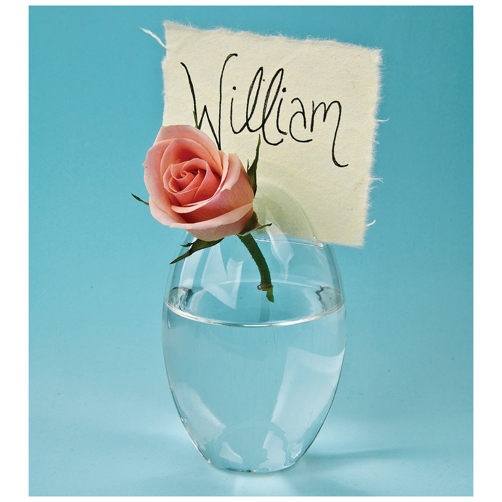 4&quot; Clear Oval Glass Placecard Holder and Vase - PaperLanternStore.com - Paper Lanterns, Decor, Party Lights &amp; More