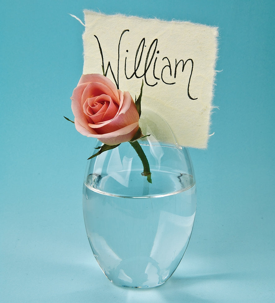 4&quot; Clear Oval Glass Placecard Holder and Vase - PaperLanternStore.com - Paper Lanterns, Decor, Party Lights &amp; More