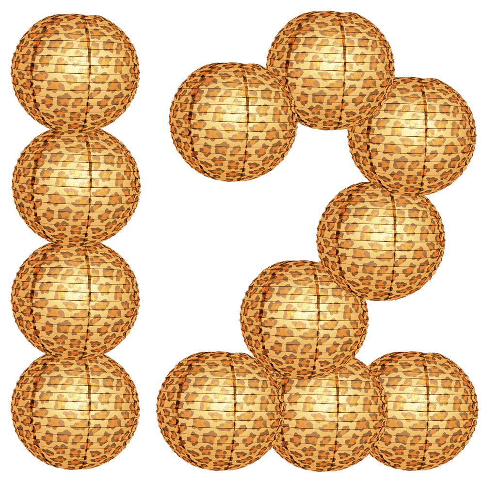 12 PACK | 14&quot; Cheetah Print Paper Lantern - PaperLanternStore.com - Paper Lanterns, Decor, Party Lights &amp; More